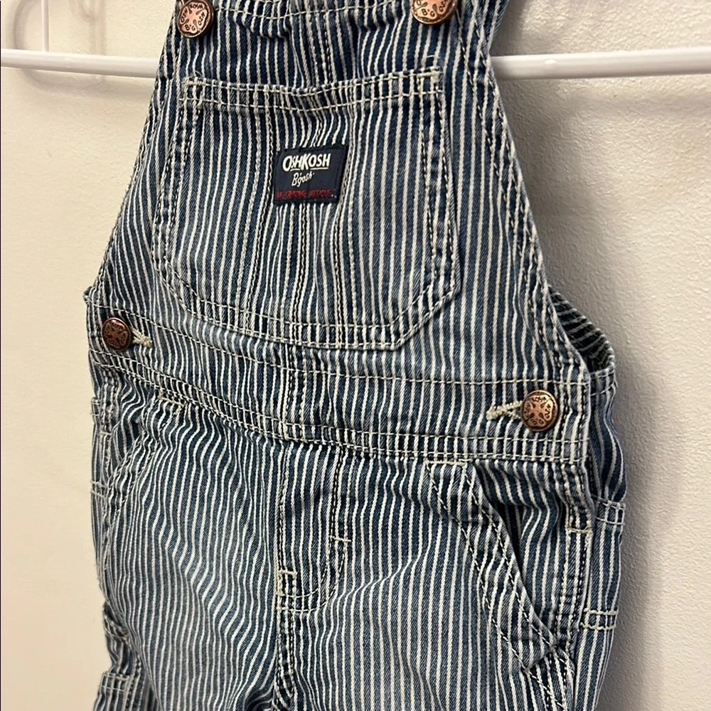 OshKosh B'gosh Blue and White Overall Shorts Size 12M